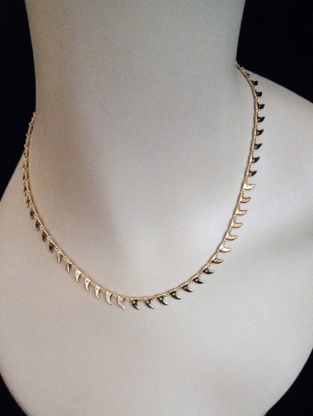 Lili Claspe Gold Tusk Tennis Necklace 14K Gold Plated CZ 16"